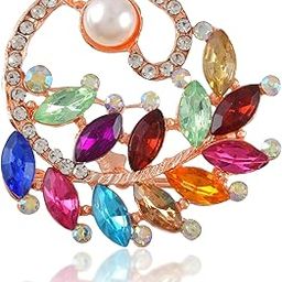 Missmister Brass Pink Rose Gold plated Multi-colour Cubic Zirconia Fashion Sareepin/Brooch for Men Women Clothing Accessory (MM3724SPDM)-image-6