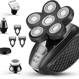 vsmooth Head Shavers for Men Upgraded 5 in 1 Multifunctional Bald Head Shaver Grooming Kit Cordless Electric Razor for Men Rotary Mens Head Razor Rechargeable Razors for Bald Man Waterproof (Gray)-image-49