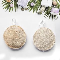 Natural Sun-Dried Loofah | Organic Exfoliating Bath Sponge & Scrubber for Men & Women | Deep Cleansing Luffa for Shower, Skincare & Body Care | Eco-Friendly & Biodegradable (Pack of 2) (Round)-image-82