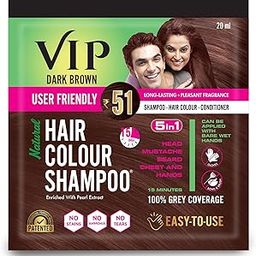 VIP Hair Colour Shampoo dark brown | grey hair coverage in 15 minutes, 20ml (pack of 5)-image-36