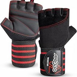 Aprodo Monster Weightlifting Fitness Gym Gloves for Palm and Wrist Protection, 3 Inch Wide Wrist Support, for Men and Women, Free Size (Black RED, Free Size)-image-79
