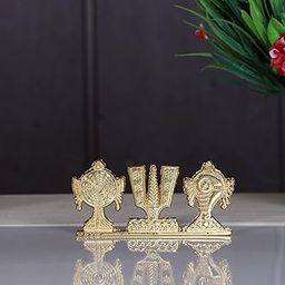 KridayKraft Tirupati Balaji Symbol Stand Shankh Chakra Namah Gold Plating Antique Decorative for Car Dashboard Home & Office Table Showpiece Figurines,Religious Gift Idol...-25