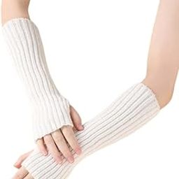 Women Knitting Woolen Arm Warmers, Fashion Winter Long Fingerless Gloves Knit Mitten Gloves Arm Sleeves for Girls with Thumb Hole-image-87