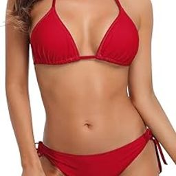 Triangle Bikini Set, Adjustable Halter Top with Tie-Side Bottom-picture-13
