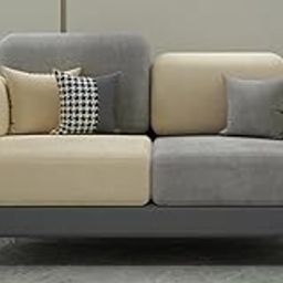 DUEX FURNITURE Velvet Fabric 2-Seater Sofa for Living Room | Modern Compact Couch with Metal Legs | Comfortable Upholstery Seating Couch for Home & Office | Leg Assembly Required | Grey & Beige-image-12