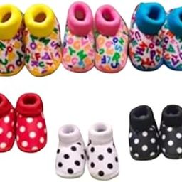 Stylish Bootie Anti Slip Sole Unisex Baby Newborn Baby Booties Kids First Walking Soft Fabric Shoes Multicolor Pack Of 3 Pair-45