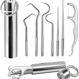 ALI SHIPPING Stainless Steel Dental Teeth Cleaning Tool Kit | 7-in-1 Dental Hygiene Kit for Teeth and Braces-17