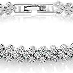 Platinum Plated Crystal Bangle Bracelet for Women and Girls (14677b)-47