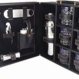 BLB - BORSI LEATHER BAGS Premium Bar Box 6 Glass Black Plain (Borsi Leathers Bags)-Black-1-15