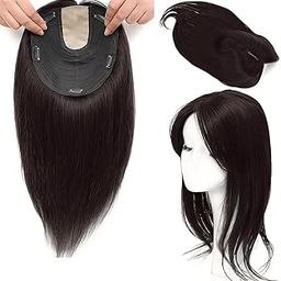 BLUSHIA 5 Clip Matt Hair Topper, hair Middle Partition Straight Synthetic Hairpiece/Hair Extensions for Women/Girls (Brown Color, 22 Inch)-image-87