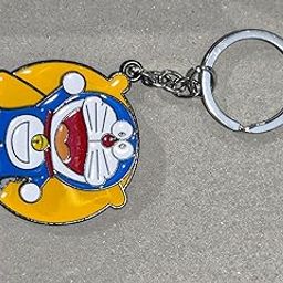 Doraemon Cartoon Character Metal Keychain, Blue and Yellow Enamel Design-17