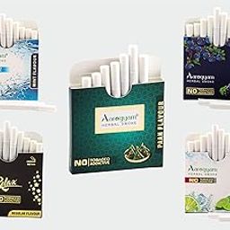 Aarogyam Herbals Tobacco and Nicotine Free Herbal Flavor Cigarette For Relieve Stress - Relax, Paan Masala, Lemon, Blueberry, Mint Flavour - Pack of 5 (50 Sticks)-image-85