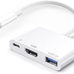 USB-C to HDMI Multiport Adapter with HDMI 4K@60Hz Output USB 3.0 Port and USB-C Charging Port, Type-C to Digital AV Hub for Apple iPhone 15, MacBook Pro/Air, iPad Pro, iMac, Galaxy S22 More (White)-85
