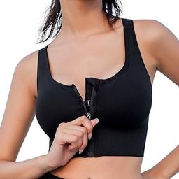Polyamide Women's Seamless Padded High Support Front Zip Cross Back Sports Bra-picture-9