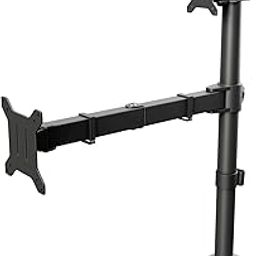 Rife Dual Vertical Monitor Mount, Stacked Stand for Two 13 to 27 Inch Computer Screens, 32 Inch Extra Tall Pole, Fully Adjustable Heavy Arms-picture-4