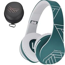 PowerLocus Bluetooth Over-Ear Headphones, Wireless Stereo Foldable Headphones and Wired Headsets with Built-in Mic, Micro SD/TF, FM for iPhone/Samsung/iPad/PC (Ocean Blue/White)-picture-16