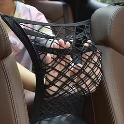 QUL Universal Car Mesh Organizer Elastic Mesh Trunk Organizer Car Seat Pocket Net Vehicle Pet Barrier & Organizer Car Net Pocket Holder (3-Layer)-image-1