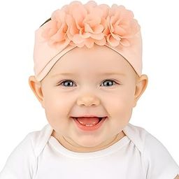 SYGA Baby Headbands Nylon Strechable Soft Flower Bow Hairbands for Newborns, Infants, Toddlers and Kids 0-3 Years - (Meat Powder)-image-28