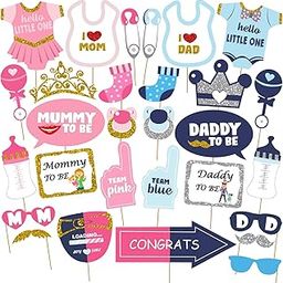 Party Propz Baby Shower Photoshoot Props - 29Pcs for Mom to Be, Dad to Be, Baby Accessories | Maternity Shoot (Cardstock, Multicolor)-image-6