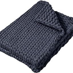 HEAVENGLOW Handmade Chunky Knit Blanket Knitted Blanket for Living Room Bedroom Decor Dark Gray-image-55