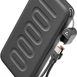 Ambrane 10000mAh Slim & Compact Powerbank with in-Build Type C Cable, 22.5W Fast Charging, USB & Type C Output, Power Delivery, Quick Charge for iPhone, Android & Tablets, Earbuds, (Stylo N10,Black)-3