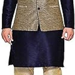 Blended Men'S Solid Kurta Set Pyjama With Nehru Jacket/Modi Cut (44, Grey)-0