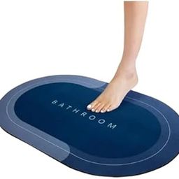 Bathroom Floor Mat, Non-Slip Bath Rug, Navy Blue, Oval Shape-image-42