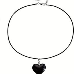 1pc Black Heart Pendant Necklace, Handmade Resin Pendant with Adjustable Chain, Fashion Jewelry for Women and Men, Simple Elegant Design,Gift for Valentine’s Day, Birthday & Special Occasions-image-99