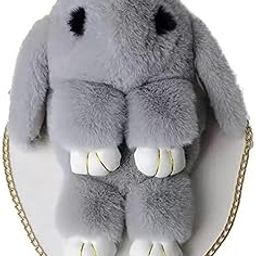 Cute Bunny Sling Bag Fluffy Sling Bags For Girls Kids Rabit Shaped bags Crossbody Plush Purse with Shoulder Chain handbags for Children stylish latest kids sling bags best kids birthday gift-image-20
