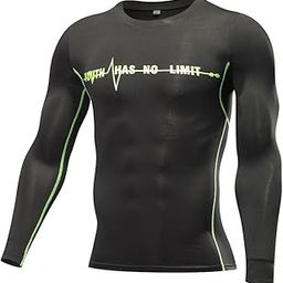 Men's Running Fitness Basketball Tight Long Sleeve Compression Shirts (L, Green Alphabet)-image-22