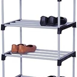 LOTSPEK Multipurpose Shoe Rack Shoe Tower Shoe Shelf Shoe Storage Organizer Unit Entryway Shelf Stackable Cabinet 4-Tier Durable Metal Boots Shoe Rack Boots-image-8