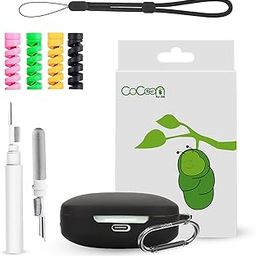 Silicone Case Cover for Redmi Buds 6 with Cleaner Kit, Lanyard & 4 Pcs Cable Protectors (Black)-image-19