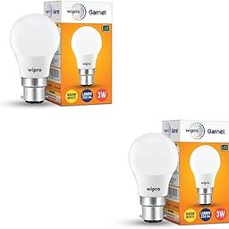 wipro Garnet 3W LED Bulb for Home & Office |Warm White (2700K) | B22 Base|220 degree Light coverage |4Kv Surge Protection |400V High Voltage Protection |Energy Efficient | Pack of 2-16
