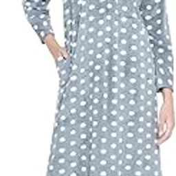 Women's Woollen Dot Pattern Full-Length Maxi Nighty (Grey Free Size)-image-44