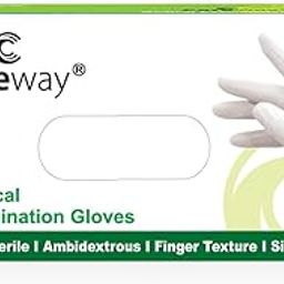 Careway Disposable Latex Medical Examination Gloves | Natural White Latex Surgical Powder Gloves- Large, Pack of 70-17