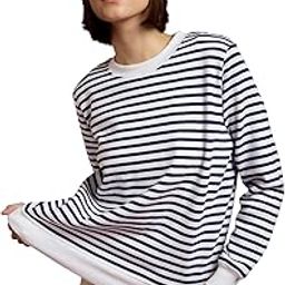 Navy & White Striped Fleece Sweatshirt-image-51