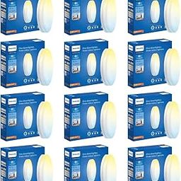 PHILIPS Full Glow 15-watt Round LED Surface Downlighter | 3 Colors in 1 Rimless LED Downlighter | LED Ceiling Light for Home and Hall | Color: Tunable White, Pack of 12-27
