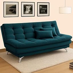 CASASTYLE Eagal 3 Seater Fabric Sofa Cum Bed Set with 2 Cushions, Best Fit for Indian Homes, Living Rooms, Offices with 3 Year Warranty (Teal)-image-18