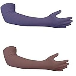 Cotson Women Cotton Summer UV Protection Driving Gloves for Scooty (Navy Blue, Brown) -2 Pairs-image-75