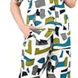 mintmarie Women's Rayon Collared Neck Printed Night Suit Set - Top and Pajama Set,Sleepwear for Women, Comfortable Loungewear, Short Sleeve Nightwear-picture-36