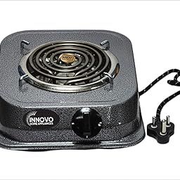 INNOVO Powder Coated Metal Body Hot Plate Cooktop (2000W) | Shocked Proof & Compact | Coal & Cooking Electric Hot Plate Grill | Electric Cooking Stove | Portable Induction |Chrome Finish | Grey-12
