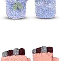 Women's Winter Woollen Pack of 2 Pairs Half Finger Gloves For Cold Weather (SGD-12221225) (Multicolor, Free Size)-image-6