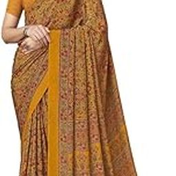 Women's Floral Printed Silk Crepe Saree with Unstitched Blouse Piece-picture-26