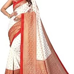 Women's Printed Silk Blend Saree with Unstitched Blouse Piece-picture-23