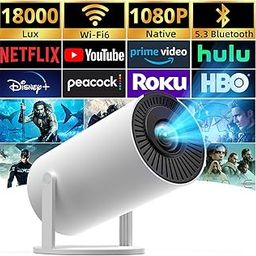 Auto Keystone Projector with WiFi 6 & 5.3 Bluetooth, 270° Rotatable Portable Projector, 18000L 4K Native 1080P Projector, Outdoor Movie Projector Compatible for-image-35