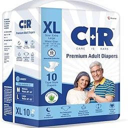 CIR Unisex Premium Adult Diaper-Tape Style All Night Protection With Aloe Vera Extra Large(Xl) Size Waist(122-145Cm 48"-58") 10 Units-image-72