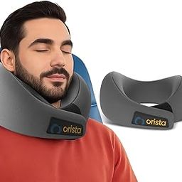 Orista™ Travel Neck Pillow | Premium Memory Foam Neck Pillow for Flight Travel, Car Sleeping | Adjustable Head Rest, Neck Rest Travelling Pillow for Sleeping Head Support | Grey Velvet-14