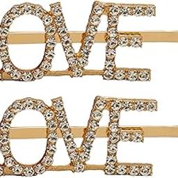 Metal Letter Word Crystal Embellished Rhinestone Hair Clips, Barrettes Hairpin for Styling for Women - 1 Pair-image-6