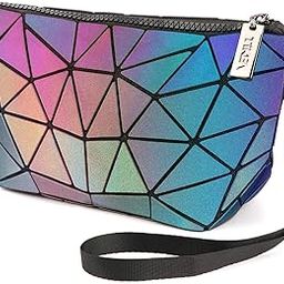 Tikea Geometric Handbag Luminous Holographic Fashion Women Wristlet Cosmetic Bag-image-15