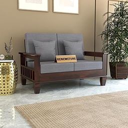 RENEWITURE Sheesham Wood 2 Seater Sofa for Living Room Furniture Solid Wood Two Seater Sofa Set with Side Pocket Storage for Home Office Longue | 2 Seater Wooden Sofa (Walnut Finish)-image-85